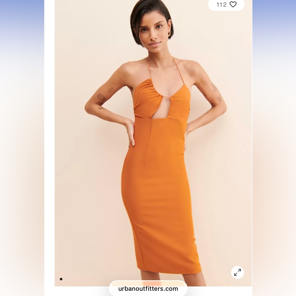Urban Outfitters Orange Cutout Midi Dress